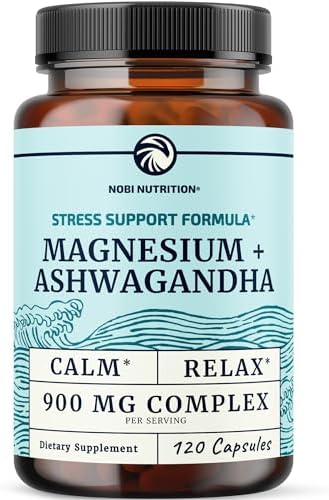 Suplemento de Magnesio Ashwagandha | Magnesio Calmante para Adultos | Apoyo para Relajación, Sueño y Ánimo | 400 mg de Citrato y Óxido + 500 mg de - imagen 1