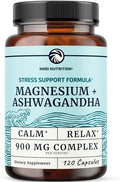 Suplemento de Magnesio Ashwagandha | Magnesio Calmante para Adultos | Apoyo para Relajación, Sueño y Ánimo | 400 mg de Citrato y Óxido + 500 mg de - imagen 1