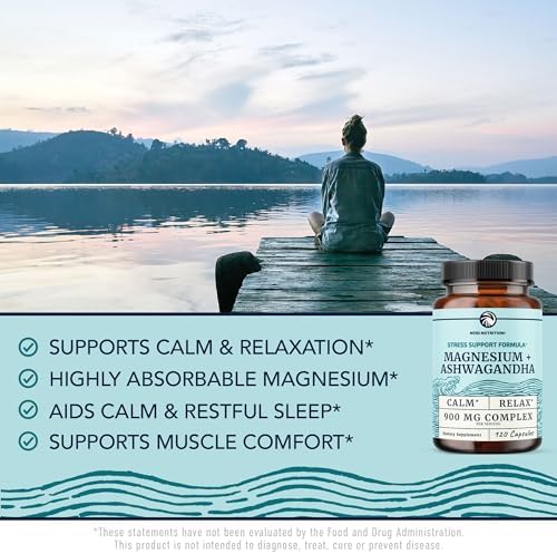Suplemento de Magnesio Ashwagandha | Magnesio Calmante para Adultos | Apoyo para Relajación, Sueño y Ánimo | 400 mg de Citrato y Óxido + 500 mg de - imagen 3