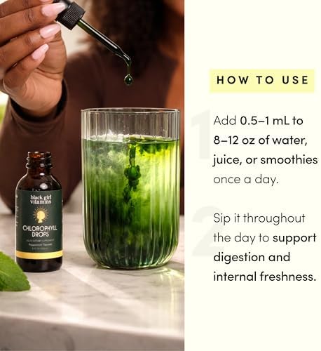 Gotas de Clorofila Líquida Black Girl Vitamins – Hoja de Morera + Clorofilina con Menta, Concentrado Líquido Vegano, Apoya la Digestión y Piel - imagen 4