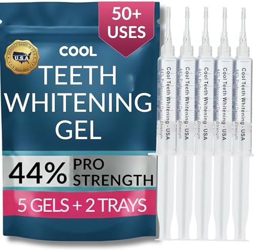 Gel Blanqueador Dental para Moldes – Fuerza Pro 44% Peróxido de Carbamida, 5 Jeringas (50 Usos) + 2 Moldes, Blanqueador Seguro para Esmalte, Elimina - imagen 1