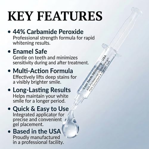Gel Blanqueador Dental para Moldes – Fuerza Pro 44% Peróxido de Carbamida, 5 Jeringas (50 Usos) + 2 Moldes, Blanqueador Seguro para Esmalte, Elimina - imagen 5