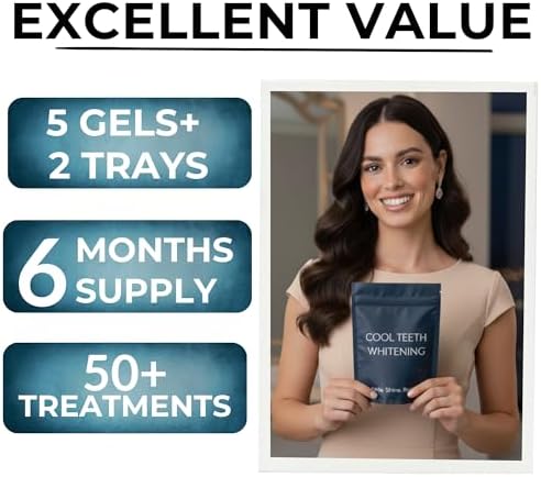 Gel Blanqueador Dental para Moldes – Fuerza Pro 44% Peróxido de Carbamida, 5 Jeringas (50 Usos) + 2 Moldes, Blanqueador Seguro para Esmalte, Elimina - imagen 6