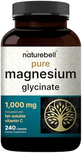 NatureBell Magnesio Glicinato Puro 1,000 mg, 240 Cápsulas Vegetarianas | Magnesio Glicinato Chelado con Vitamina C – Sin OGM, Sin Rellenos, Fabricado - imagen 1