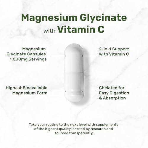Glicinato de Magnesio 500mg por Cápsula (1000mg por Porción) con Vitamina C, 240 Cápsulas – 100% Quelado para Fácil Absorción – Suplemento Mineral - imagen 3