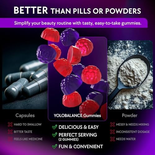 Gomitas de Biotina YOLOBALANCE 10000mcg para el Crecimiento del Cabello - Sin Azúcar, Colágeno Múltiple con Queratina, Sílice y Ácido Hialurónico - - imagen 6