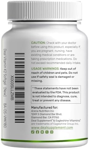 SUPLEMENTO DEAL Vitamina K2 MK-7 200mcg por Porción, 240 Softgels de Aceite de Coco | Menaquinona-7 de Fácil Absorción | Soporte para Huesos, - imagen 8