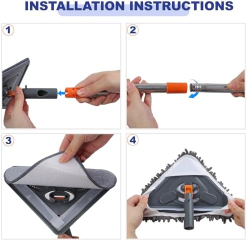 Mopa Limpiadora de Paredes NWGOF con Mango de 79 Pulgadas, Herramienta 360° para Limpiar Paredes, Ventiladores de Techo, Polvo y Pisos, Incluye 6 - imagen 4