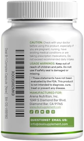 SUPLEMENTO DEAL Vitamina B1 500mg con Benfotiamina, 240 Cápsulas – Fórmula Mejorada 2 en 1 – Suplemento de Tiamina B1 Soluble en Grasa y Agua – Sin - imagen 7