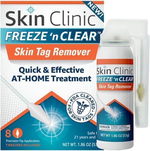 Skin Clinic Freeze 'n Clear Eliminador de Etiquetas de Piel - Kit Criogénico con 8 Aplicadores de Punta Precisa + Pinzas - Solución Aprobada por la - imagen 1