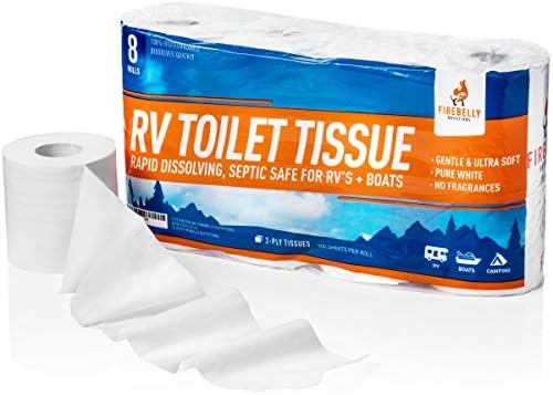 Papel Higiénico para RV, Seguro para Tanques Sépticos - HECHO EN EE. UU. - 8 Rollos, 2 Capas, 500 Hojas - Disolución Rápida, Biodegradable - - imagen 6