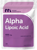 Ácido Lipoico Alfa Micro Ingredients 600mg por Porción, 300 Cápsulas Blandas | Suplemento ALA | Con Aceite MCT | Sin OGM, Sin Gluten, Sin Soja - imagen 1