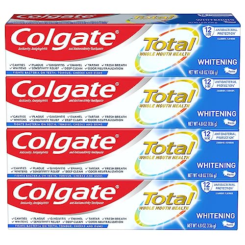 Pasta Dental Colgate Total Blanqueadora, 10 Beneficios Incluyendo Alivio de Sensibilidad, Menta Blanqueadora, 4.8 oz (Paquete de 4) - imagen 2
