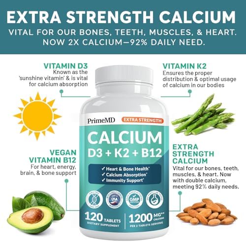 Suplemento de Calcio 1200 mg 4 en 1 con Vitamina D3 K2 - Suplementos Extra Fuertes para Hombres y Mujeres - Vitalidad Diaria, Vegano, Sin Gluten, No - imagen 2