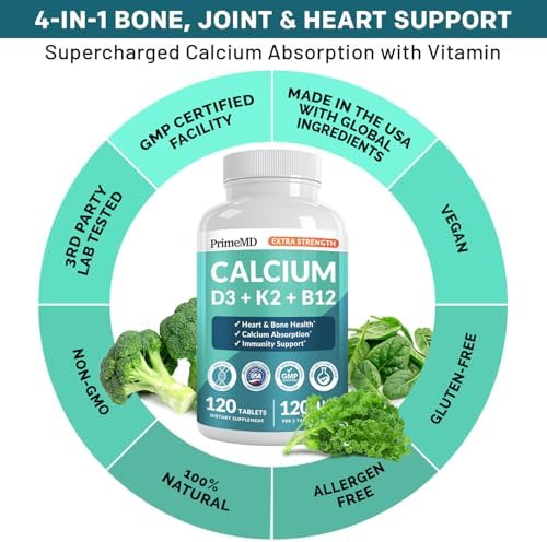 Suplemento de Calcio 1200 mg 4 en 1 con Vitamina D3 K2 - Suplementos Extra Fuertes para Hombres y Mujeres - Vitalidad Diaria, Vegano, Sin Gluten, No - imagen 3