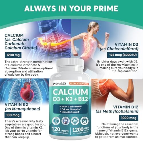 Suplemento de Calcio 1200 mg 4 en 1 con Vitamina D3 K2 - Suplementos Extra Fuertes para Hombres y Mujeres - Vitalidad Diaria, Vegano, Sin Gluten, No - imagen 4