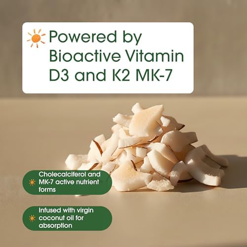 NatureBell Vitamina D3 K2-240 Softgels - 5,000 UI de Vitamina D3 y 100 mcg de Vitamina K2 MK-7 con Aceite de Coco - Soporte para Huesos, Corazón e - imagen 6