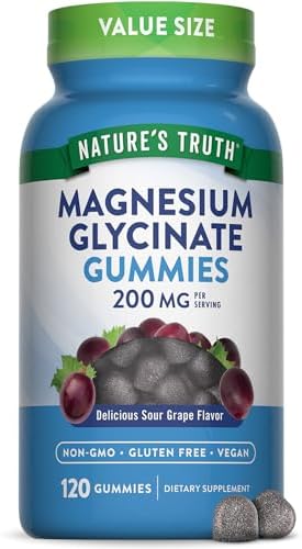 Gomitas de Magnesio Glicinato para Adultos Nature's Truth | 200mg | 120 Unidades | Sabor Uva | Veganas, Sin OGM y Sin Gluten - imagen 1
