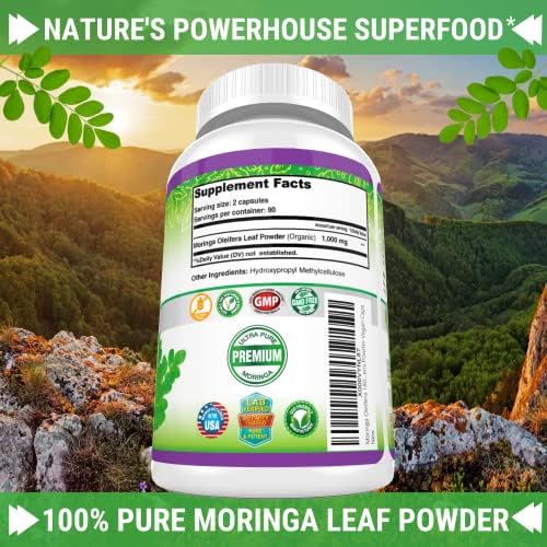 Cápsulas de Moringa FRESH HEALTHCARE – 100% Polvo de Hoja Pura - 180 Píldoras, No GMO - Suministro para 3 Meses - Superalimento Verde Completo para - imagen 6