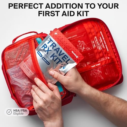 Kit de Medicina de Viaje SurviveX - Paquete Compacto Aprobado por la TSA para Viajes, Camping y Cruceros - Incluye Paquetes Individuales de - imagen 3