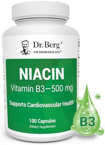 Niacina Potente Dr. Berg 500 mg – Solo 125 mg por Cápsula para Aumentar la Tolerancia – Incrementa Gradualmente a 500 mg al Día – Vitamina B3 para - imagen 1