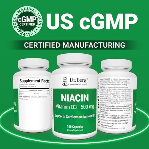 Niacina Potente Dr. Berg 500 mg – Solo 125 mg por Cápsula para Aumentar la Tolerancia – Incrementa Gradualmente a 500 mg al Día – Vitamina B3 para - imagen 6