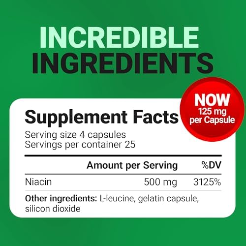 Niacina Potente Dr. Berg 500 mg – Solo 125 mg por Cápsula para Aumentar la Tolerancia – Incrementa Gradualmente a 500 mg al Día – Vitamina B3 para - imagen 7