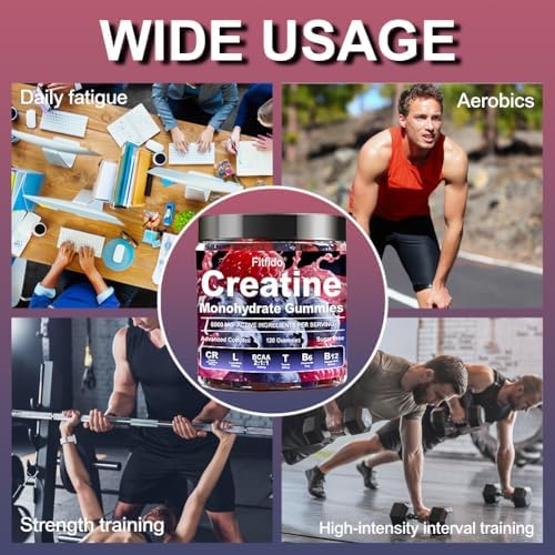 Gomitas de Creatina Monohidratada 5000mg para Hombres y Mujeres, con L-Carnitina y Taurina, Aumenta Masa Muscular, Energía y Recuperación, Sin Azúcar - imagen 7