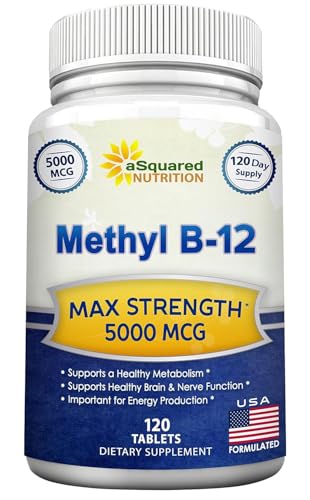 Suplemento de Vitamina B12-5000 MCG aSquared Nutrition con Metilcobalamina (Methyl B-12) - Máxima Potencia para Energía Natural, Cerebro y Corazón - - imagen 5
