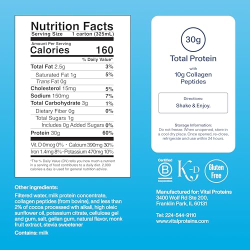 Batido de Colágeno y Proteína Vital Proteins® Chocolate, 30g de Proteína Total con 10g de Péptidos de Colágeno, Saludable para Cabello, Piel, Uñas y - imagen 2