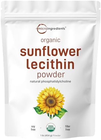 Polvo de Lecitina de Girasol Orgánica, 1 Libra, Cultivo Sostenible, Prensado en Frío, Rico en Fosfatidilcolina y Proteínas, Suplemento para - imagen 1