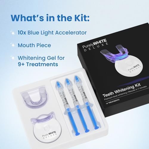 Kit de Blanqueamiento Dental PurelyWHITE DELUXE, Completo con LED, 15+ Tratamientos, (3) Jeringas de Gel Blanqueador de 3ml, Sonrisa Más Blanca en 7 - imagen 4