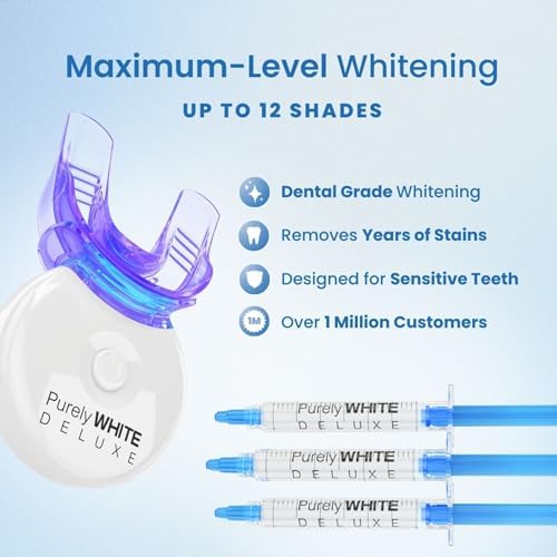 Kit de Blanqueamiento Dental PurelyWHITE DELUXE, Completo con LED, 15+ Tratamientos, (3) Jeringas de Gel Blanqueador de 3ml, Sonrisa Más Blanca en 7 - imagen 7