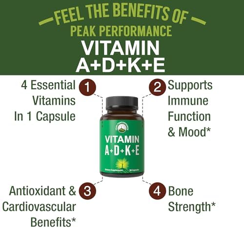 Suplemento Vitamínico Peak Performance D 5,000 IU + A + K + E en Cápsulas Veganas. Vitaminas ADK Esenciales para Ánimo, Inmunidad, Huesos, Visión y - imagen 2
