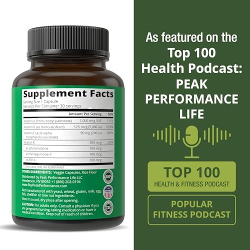 Suplemento Vitamínico Peak Performance D 5,000 IU + A + K + E en Cápsulas Veganas. Vitaminas ADK Esenciales para Ánimo, Inmunidad, Huesos, Visión y - imagen 6