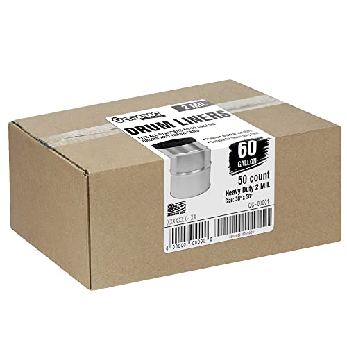 Ultrasac - Forro de tambor resistente, 55-60 galones, 2 mil, 38x58, negro, 50 piezas con lazos - imagen 3