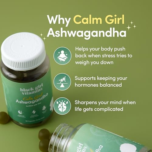 Gomitas Calm Girl de Black Girl Vitamins con Ashwagandha y Zinc, apoyo para el estrés, promueve la relajación, claridad mental, sueño y salud - imagen 3