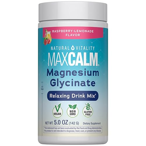 Natural Vitality MaxCalm Polvo de Magnesio Glicinato | Mezcla de Bebida Relajante | Sabor Limonada de Frambuesa | Suplemento No GMO, Vegano y Sin - imagen 2