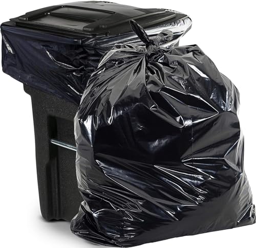 Bolsas de Basura Resistentes Aluf Plastics de 65 Galones Negras 1.5 Mil - 50x 48 - Paquete de 50 - Para Contratistas, Exterior, Construcción y - imagen 4
