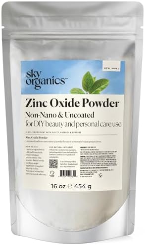 Sky Organics - Polvo de Óxido de Zinc, 16 oz - No Nano y Sin Recubrimiento - Haz Tu Propia Loción, Desodorante, Crema, Jabón - Esenciales DIY - Bolsa - imagen 1