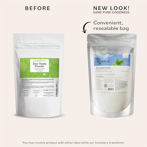 Sky Organics - Polvo de Óxido de Zinc, 16 oz - No Nano y Sin Recubrimiento - Haz Tu Propia Loción, Desodorante, Crema, Jabón - Esenciales DIY - Bolsa - imagen 2