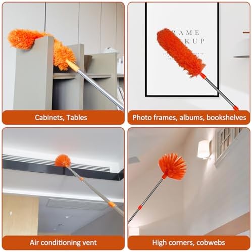 Kit de Limpiador de Telarañas de 20 Pies con Extensión de 2-14 Pies, Plumero de Microfibra Lavable para Ventiladores de Techo y Muebles - imagen 3