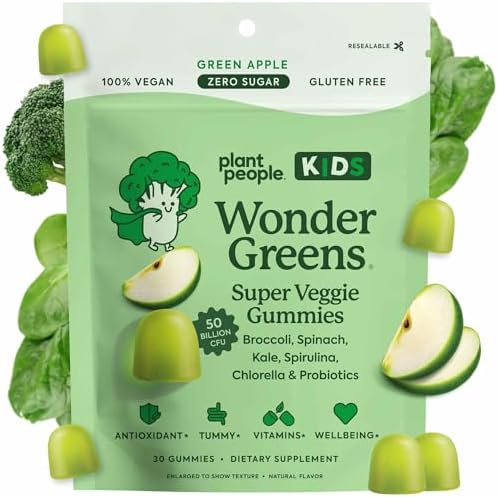 Gomitas Super Veggie para Niños WonderGreens - Sin Azúcar, Multivitamínico Sin Alérgenos con Probióticos - Apoyo Digestivo e Inmunológico - Sabor - imagen 1