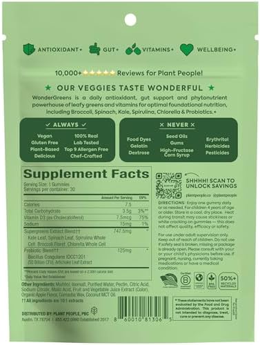 Gomitas Super Veggie para Niños WonderGreens - Sin Azúcar, Multivitamínico Sin Alérgenos con Probióticos - Apoyo Digestivo e Inmunológico - Sabor - imagen 2