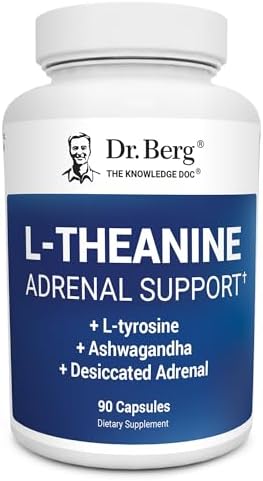 Dr. Berg L-Theanine 200mg con Zinc, Cobre, L-Tirosina y Ashwagandha – Suplemento para el Estrés y la Claridad Mental – 90 Cápsulas Gelatinosas - imagen 1