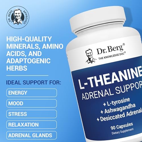 Dr. Berg L-Theanine 200mg con Zinc, Cobre, L-Tirosina y Ashwagandha – Suplemento para el Estrés y la Claridad Mental – 90 Cápsulas Gelatinosas - imagen 2