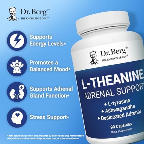 Dr. Berg L-Theanine 200mg con Zinc, Cobre, L-Tirosina y Ashwagandha – Suplemento para el Estrés y la Claridad Mental – 90 Cápsulas Gelatinosas - imagen 3