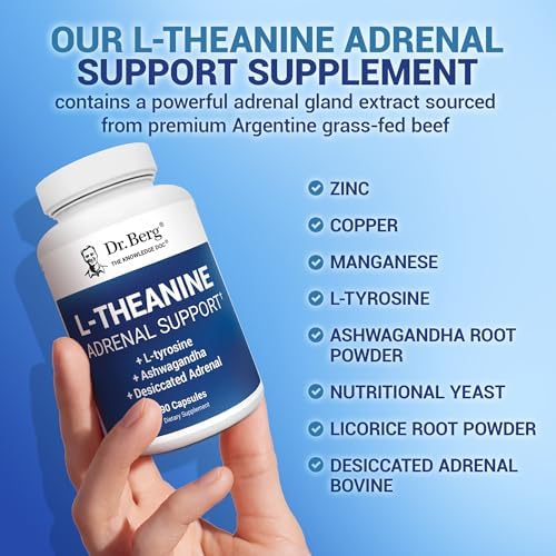 Dr. Berg L-Theanine 200mg con Zinc, Cobre, L-Tirosina y Ashwagandha – Suplemento para el Estrés y la Claridad Mental – 90 Cápsulas Gelatinosas - imagen 6