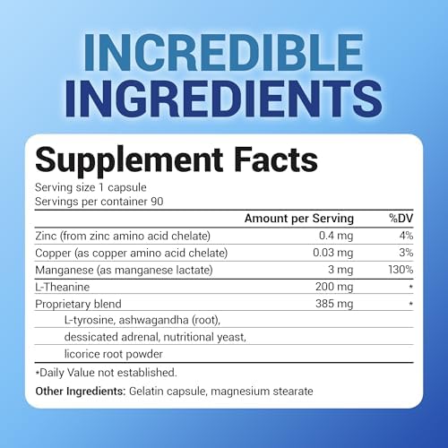 Dr. Berg L-Theanine 200mg con Zinc, Cobre, L-Tirosina y Ashwagandha – Suplemento para el Estrés y la Claridad Mental – 90 Cápsulas Gelatinosas - imagen 7