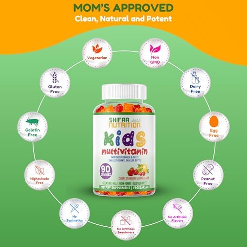 Gomitas Multivitamínicas Halal para Niños SHIFAA NUTRITION, Suministro de 45-90 Días, con Vitaminas Esenciales C, D, Zinc, A, E, B6, B12 y Biotina - imagen 5